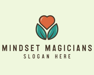 Love Heart Flower Plant logo design