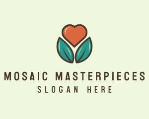 Love Heart Flower Plant logo design