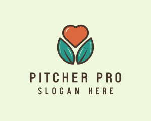 Love Heart Flower Plant logo design