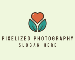 Love Heart Flower Plant logo design