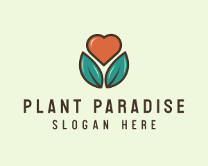 Love Heart Flower Plant logo design