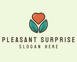 Love Heart Flower Plant logo design