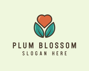 Love Heart Flower Plant logo design