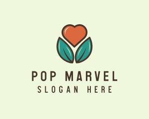 Love Heart Flower Plant logo design