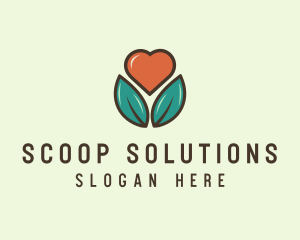 Love Heart Flower Plant logo design