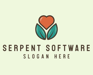 Love Heart Flower Plant logo design