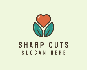 Love Heart Flower Plant logo design