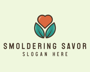 Love Heart Flower Plant logo design