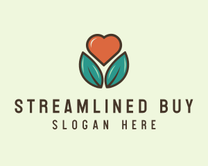 Love Heart Flower Plant logo design