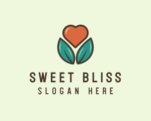 Love Heart Flower Plant logo design