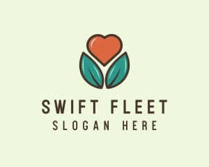 Love Heart Flower Plant logo design