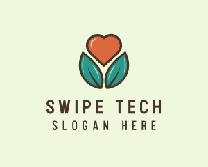 Love Heart Flower Plant logo design