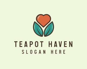 Love Heart Flower Plant logo design