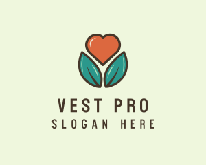 Love Heart Flower Plant logo design