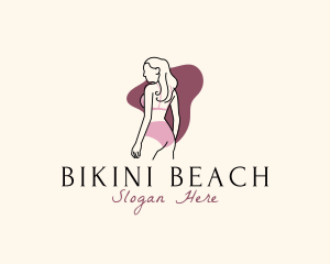 Woman Pink Swimsuit logo design