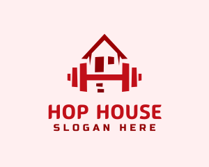 House Gym Barbell logo design