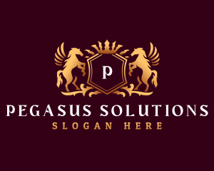 Luxury Pegasus Crown logo design