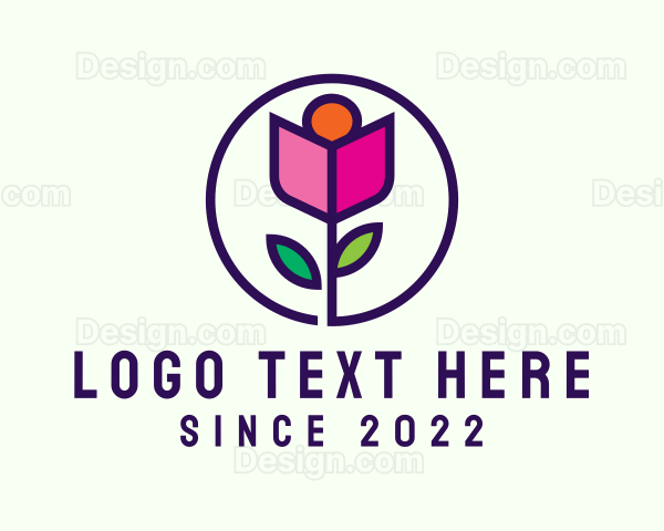 Rose Garden Flower Logo