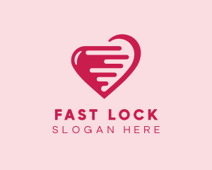 Pink Fast Heart  logo design