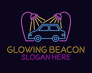 Neon Car Wash Signage logo design