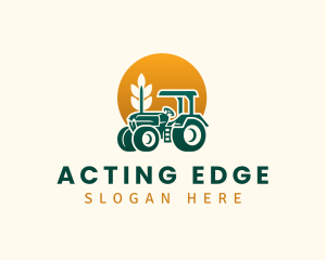 Wheat Farming Tractor logo design