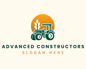 Wheat Farming Tractor logo design