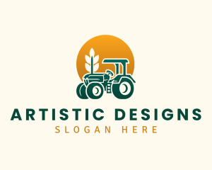 Wheat Farming Tractor logo design