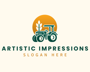 Wheat Farming Tractor logo design