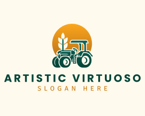 Wheat Farming Tractor logo design