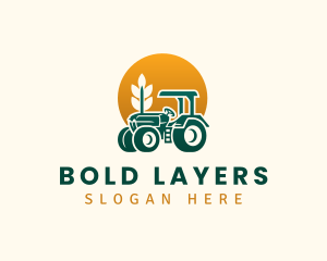 Wheat Farming Tractor logo design