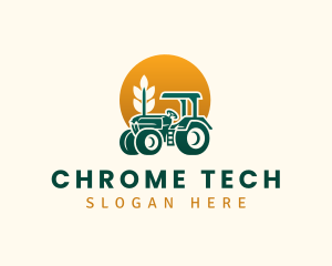 Wheat Farming Tractor logo design