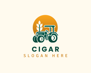 Wheat Farming Tractor logo design