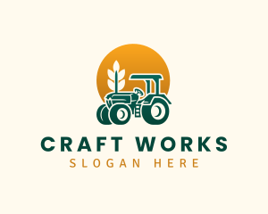 Wheat Farming Tractor logo design