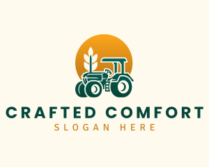 Wheat Farming Tractor logo design