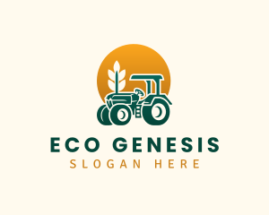 Wheat Farming Tractor logo design