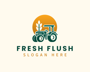 Wheat Farming Tractor logo design