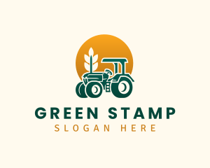 Wheat Farming Tractor logo design