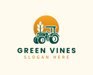 Wheat Farming Tractor logo design