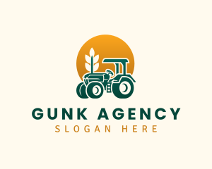 Wheat Farming Tractor logo design