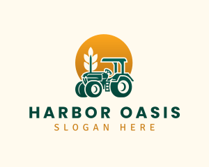 Wheat Farming Tractor logo design