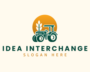 Wheat Farming Tractor logo design