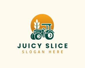 Wheat Farming Tractor logo design