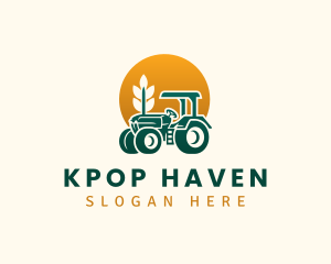 Wheat Farming Tractor logo design