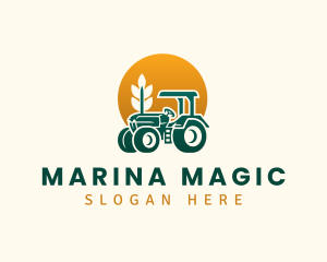 Wheat Farming Tractor logo design