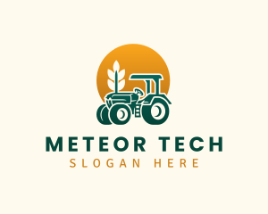 Wheat Farming Tractor logo design