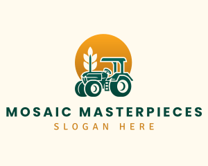 Wheat Farming Tractor logo design