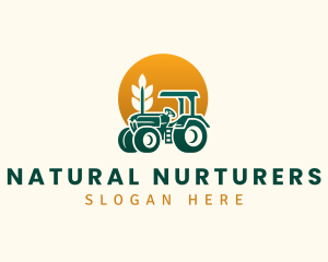 Wheat Farming Tractor logo design