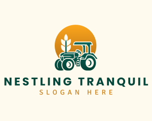 Wheat Farming Tractor logo design