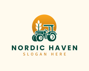 Wheat Farming Tractor logo design