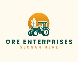 Wheat Farming Tractor logo design